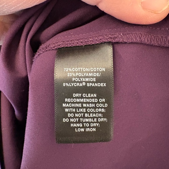 Lafayette 148 New York Elaina Tie Sleeve Blouse Purple Cotton Stretch XL - Picture 5 of 9